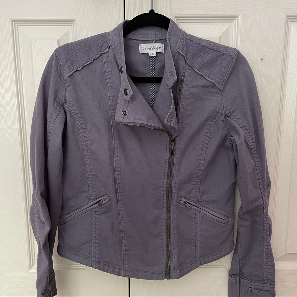 Calvin Klein Womens Asymmetrical Zipper Moto jacket - Size Medium - Purple
